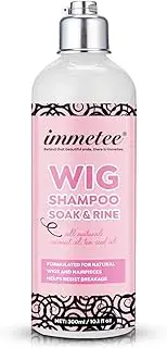 immetee 2 in 1 Shampoo & Conditioner for Wig, Soak & Rinse Wig Shampoo for Human and Synthetic Hair, Prolong Wig life. 300ml/10.1fl oz (Synthetic Wigs)