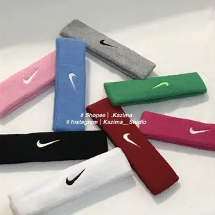 Kazima｜現貨 Nike 刺繡Logo 運動髮帶 髮帶 頭帶 毛巾布 運動頭帶 黑 白 黑色 白色 粉色 粉紅 寶藍