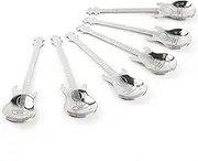 AUEAR, 6 Pack Guitar Dessert Spoons Stainless Steel Coffee Spoon Demitasse Espresso Musical Teaspoon for Stirring Drink Mixing Milkshake Jam Ice Cream Tea Cake (Silver)
