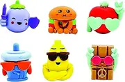Raymond Geddes 3D Eraser Toppers (48 per Bag) - Snack Attack Cool Guys Pencil Toppers - Colorful Small Erasers for Kids