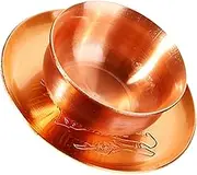 WOONEKY 1 Set Vintage Copper Cup Set with Saucer Retro Metal Drinking Cup for Home Office Bright Color Workmanship for Afternoon Tea and Gatherings