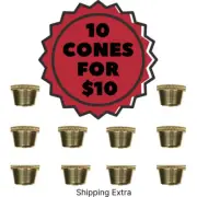 10 x Brass Cone Pieces - Bonza Bucket Billy Metal Cones waterpipe smoking