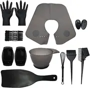 Labymos 17Pcs/Set Ha Dye Coloring Kit Ha Tinting Bowl Dye Brush Ear Cover Gloves Ha Highlighting d Dye Mixer and Ha Coloring Cape for Salon and Home Use