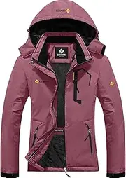 [GEMYSE] Women's Mountain Waterproof Ski Snow Jacket Winter Windproof Rain Jacket, Dusty Pink, X-Large