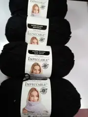 Lot of 4 Skeins Loops & Threads Impeccable Yarn-Each Sk 285 Yards-Black-Acrylic