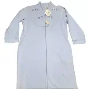 Preswick & Moore Intimates Robe Women's Medium Blue Floral Full Zip Housecoat