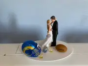 Los Angeles Rams Cake Topper Bride Groom Wedding day NFL Funny Football Theme