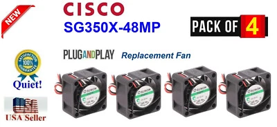 Pack 4x Quiet Fans for Cisco SG350X-48MP Stackable Managed Switch Low Noise
