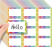 Colorful Name Tag Labels Stickers, 360 Plain Label Gift for Presents, 3 x 2 inch Name Stickers, Colorful Border Name Tags for Office, School, Home, Events, and Parties