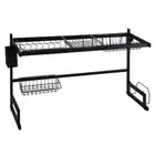 85cm Large Dish Drying Rack Over Sink Space Saving Kitchen 2-Tier Rack - Black