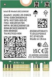 WiFi 6E AX210 NGW WiFi Card with Bluetooth 5.3 WAP3 MU-MIMO 802.11AX Wi-Fi Module Tri-Band (2.4GHz/5GHz/6GHz) 5374Mbps Wireless Network Card for Laptop M.2 NGFF Windows 10/11(64 bit)