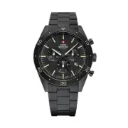 Swiss Military SM34079-03 Men's Analog Quartz Chronograph Watch - Black PVD Coat