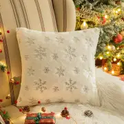 Snowflake Christmas Plush Pillowcase Square Cushion Cover Sofa/Bed