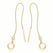 9ct Yellow Gold Diamond Set Threader Earrings
