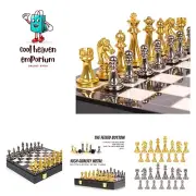 Metal Chess Set for Adults and Kids – Marbling Chess Board with Chess Pieces ...