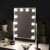 在飛比找樂天市場購物網優惠-好萊塢led化妝鏡帶12燈泡臺式金屬智能led梳妝鏡子