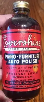 Old NOS Evershine Piano Furniture & Auto Polish Glass Bottle Full Jersey City NJ