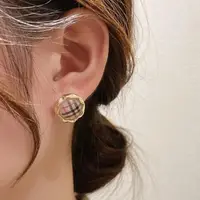 在飛比找momo購物網優惠-【Oni 歐妮】蘇格蘭格紋 耳扣耳針穿式耳環耳釘耳骨環 耳飾
