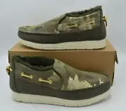 Sperry Womens 9.5 Moc-Sider Olive Metallic Camo Slip On Microfleece Lined Shoes