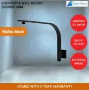 BLACK MATTE SQUARE GOOSENECK WALL MOUNT SHOWER ARM
