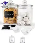 Glass Kitchen Jars, Food & Cookie Storage Containers for Pantry, Bathroom Apothe
