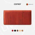 Corkor Vegan Cork Slim Women's Wallet, Red | Ladies Long Purse Simple
