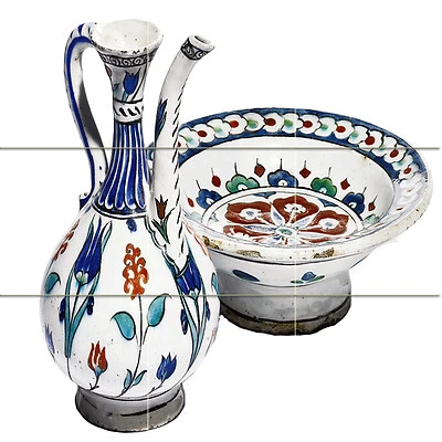 Iznik pottery Turkey circa 1575 Tile Mural Kitchen Backsplash Art Marble Ceramic