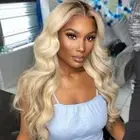 Pre Plucked Lace Frontal Wigs 150% Density Ombre 1B/613 Color Blonde Body Wave