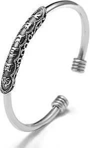 Fashion Bracelet,Gifts for Mum,925 Sterling Silver Bracelet Vintage Carve Cuff Bangle Chinese Bracelet Ladies Silver Jewellery Birthday Gifts for Sisters Friend Couples Mom