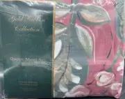 Vintage Gold Ribbon Collection Percale Cotton Blend Queen Sheet Set Floral NOS