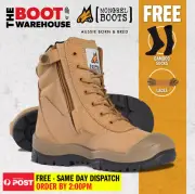 Mongrel 451050 Work Boots. Steel Toe Safety. Wheat Hi-Leg Zip Sider. PRESS STUD!