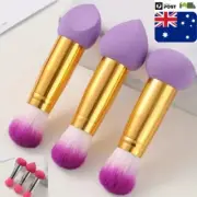 3pcs Foundation Blending Face Brushes With Two Heads Pink Purple Soft Makeup