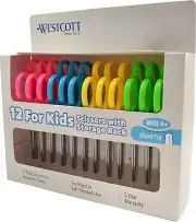 Westcott Kids Scissors, 5" Blunt, Left/Right Handed, 12-Pack, Assorted