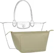 D.DUO Bag Organizer,Purse Insert Organizer With Zipper,Suitable Longchamp Long and Short Handles Tote Bag Organizer Insert (Beige, Large)