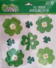 NEW St Patrick's Day Lucky 4 leaf clovers Shamrocks Window Gel Clings 13 ct Deco