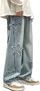 [FCOOLYEET] Mens Leopard Print Jeans Y2k Aesthetic Baggy Demin Pansts Grunge Vintage Leopard Jeans Streetwear