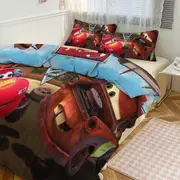 Bed Sheets g174 Cars Lightning McQueen Print Bedding Set Pattern Duvet Cove Set 3 Pieces 1 Quilt Cover And 2 Pillowcases for Women Men Teens tq174 Be