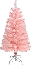 CCINEE 3Ft Artificial Christmas Tree, Pink Tabletop Hinged Christmas Tree with Metal Stand 130 Branch Tips Mini Tree for Xmas Party Supplies Home Indoor Decoration