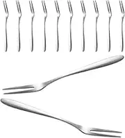 iplusmile 12pcs Stainless Steel Dessert Forks Elegant Appetizer and Seafood Forks for Fruit Pastry and Tasting Portable Utensils for Travel Parties