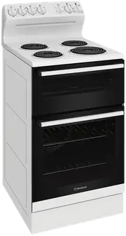 Westinghouse 54cm Electric Upright Cooker White Coil Hotplates