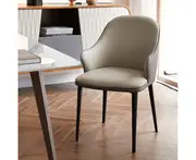 Beck Dining Chair/Faux leather upholstery/Carbon steel legs/Grey/Orange - Grey