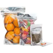100 pcs Clear/Silver Mylar Flat & Stand Up Food Pouch Zip Lock Smell Proof Bags