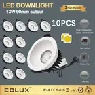 10Pack 90mm LED Downlight Kits 13W Daylight CCT Dimmable 1100LM Tri-Colour