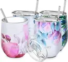 THILY Stainless Steel Stemless Wine Tumbler 4 Pack Vacuum Insulated Travel Wine