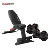 Powertrain 48KG Adjustable Dumbbell Set - Red with FID Weight Bench