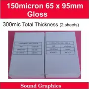 150mic Or 150micron 65mm x 95mm Laminates Laminating Pouches Film x 200's