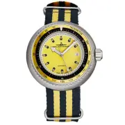 Zeno Men's Diver Yellow Dial Striped Fabric Strap Automatic Watch 500-2824-I9