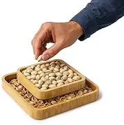 GUTE Pistachio Snack Bowl, Double Dish Holder Bowl Pedestal and Sunflower Seed Nut Bowl with Shell Storage, Magnetic Holder To Hold Together, 9.45 x 9.45 x 2.76 Kitchen