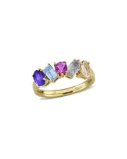 Rina Limor Silver 1.80 ct. tw. Green Quartz & Morganite & Tanzanite & Sky Blue Topaz & Amethyst Ring
