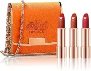3 Colors Matte Lipstick Set Lip Stick with Orange Chain Bag Package Velvet Lip stick Set Waterproof Non-Stick Cup Long Lasting Retractable Red Lipstick Set 3.5gx3 Pcs